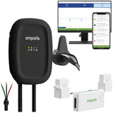 Emporia Level 2 EV Charger with Load Management (Black, Hardwire, NACS, and Flex Sensors)