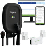 Emporia Level 2 EV Charger with Load Management (Black, Hardwire, J1772, and Flex Sensors)